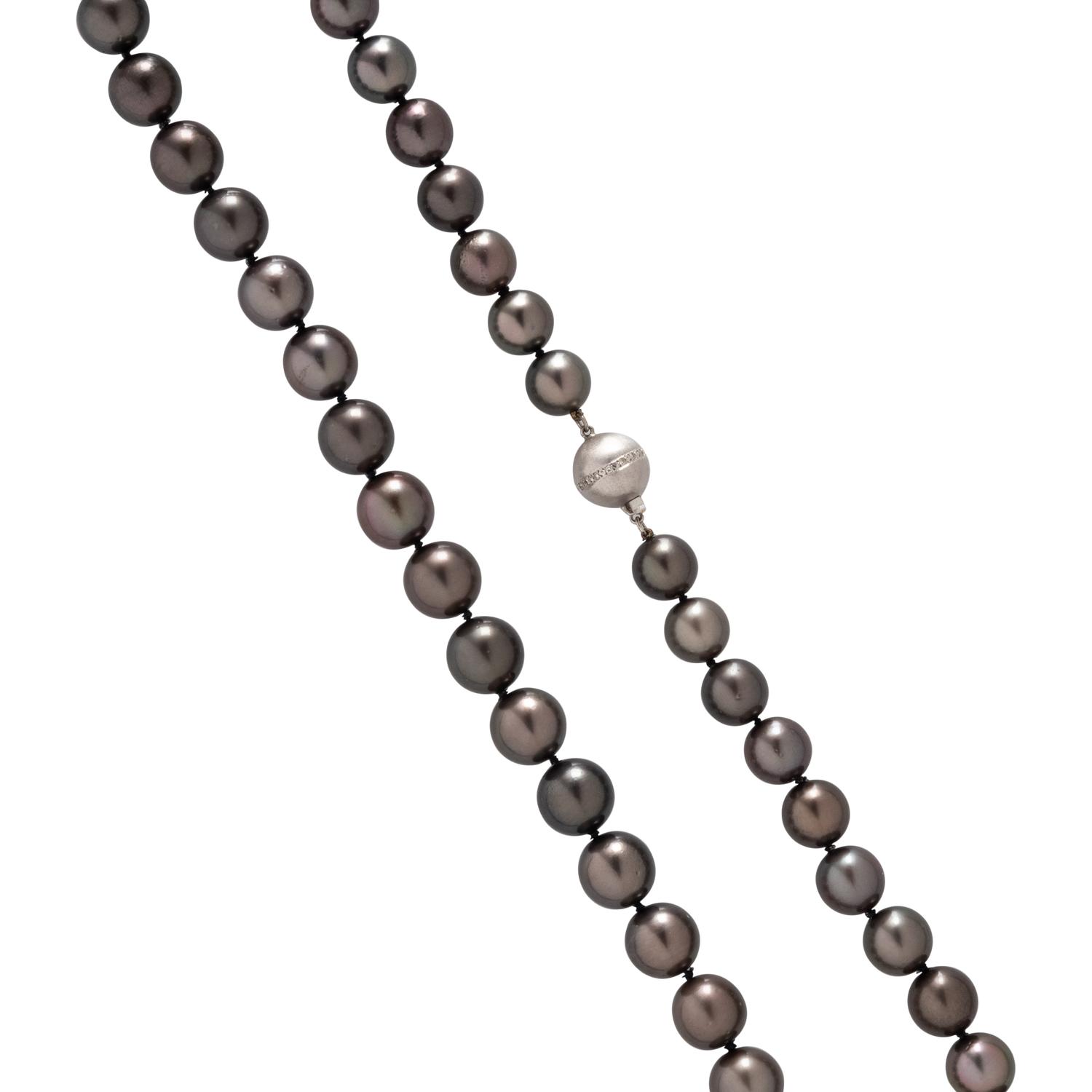 CULTURED TAHITIAN PEARL AND DIAMOND NECKLACE