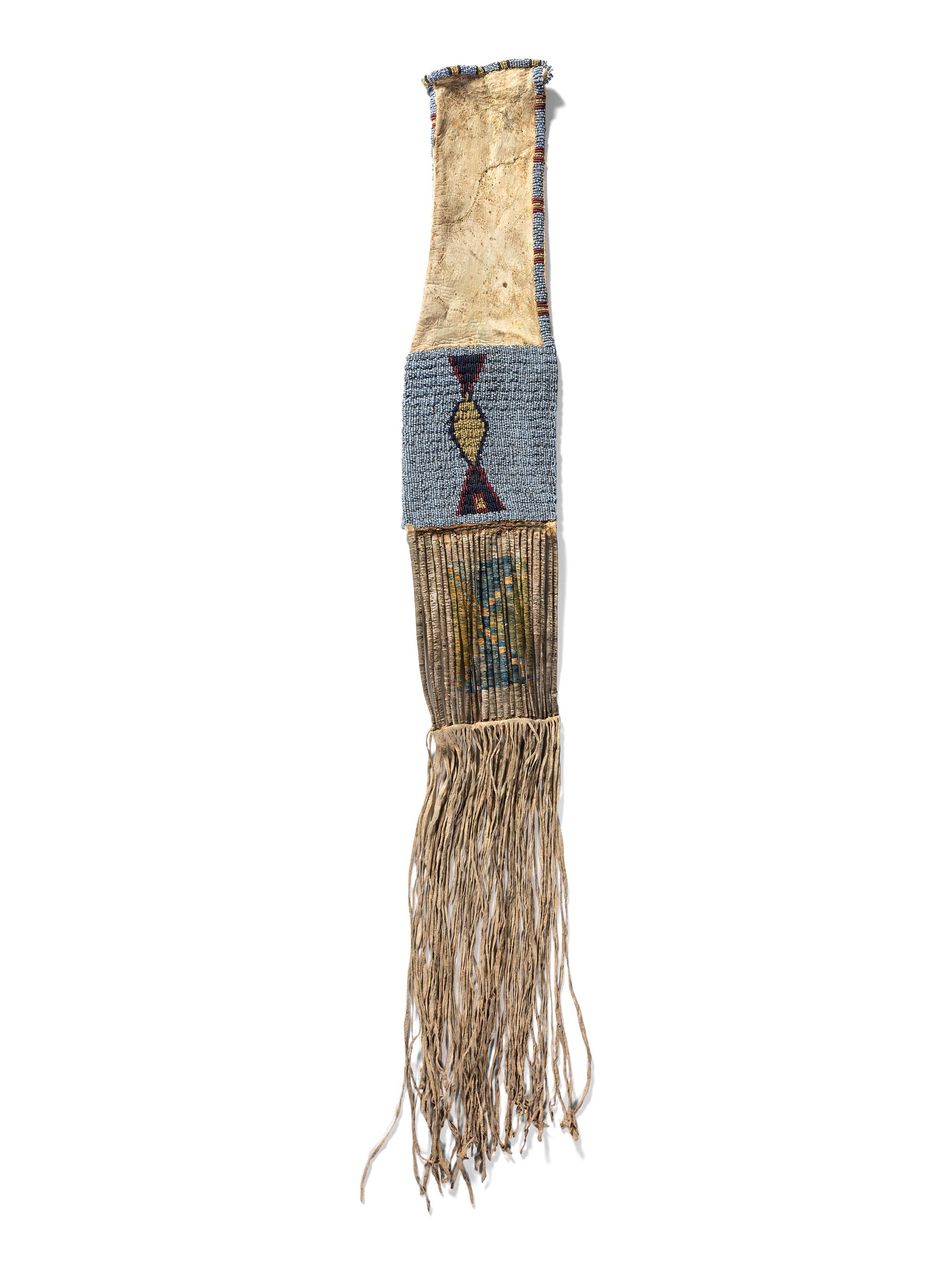 Sioux / Arapaho Beaded Hide Tobacco Bag, with Horse Tracks