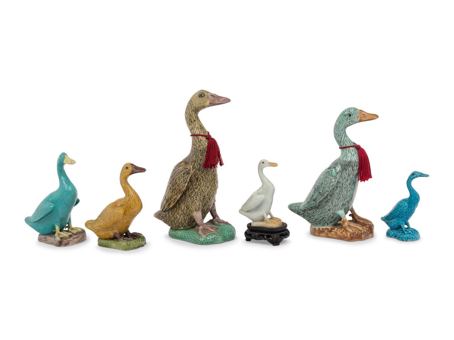 Six Chinese Porcelain Figures of Ducks