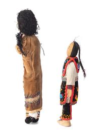 Haudenosaunee Corn Husk Female Doll AND Anishinaabe Beaded Doll