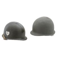 Two WWII US M1 Helmets, One with Paratrooper Liner