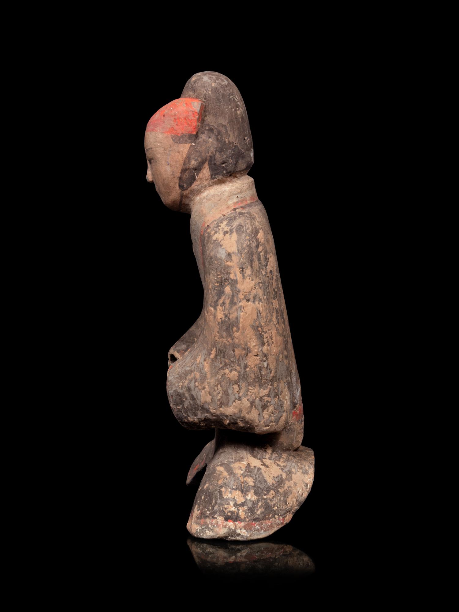 A Chinese Painted Pottery Equestrian Figure