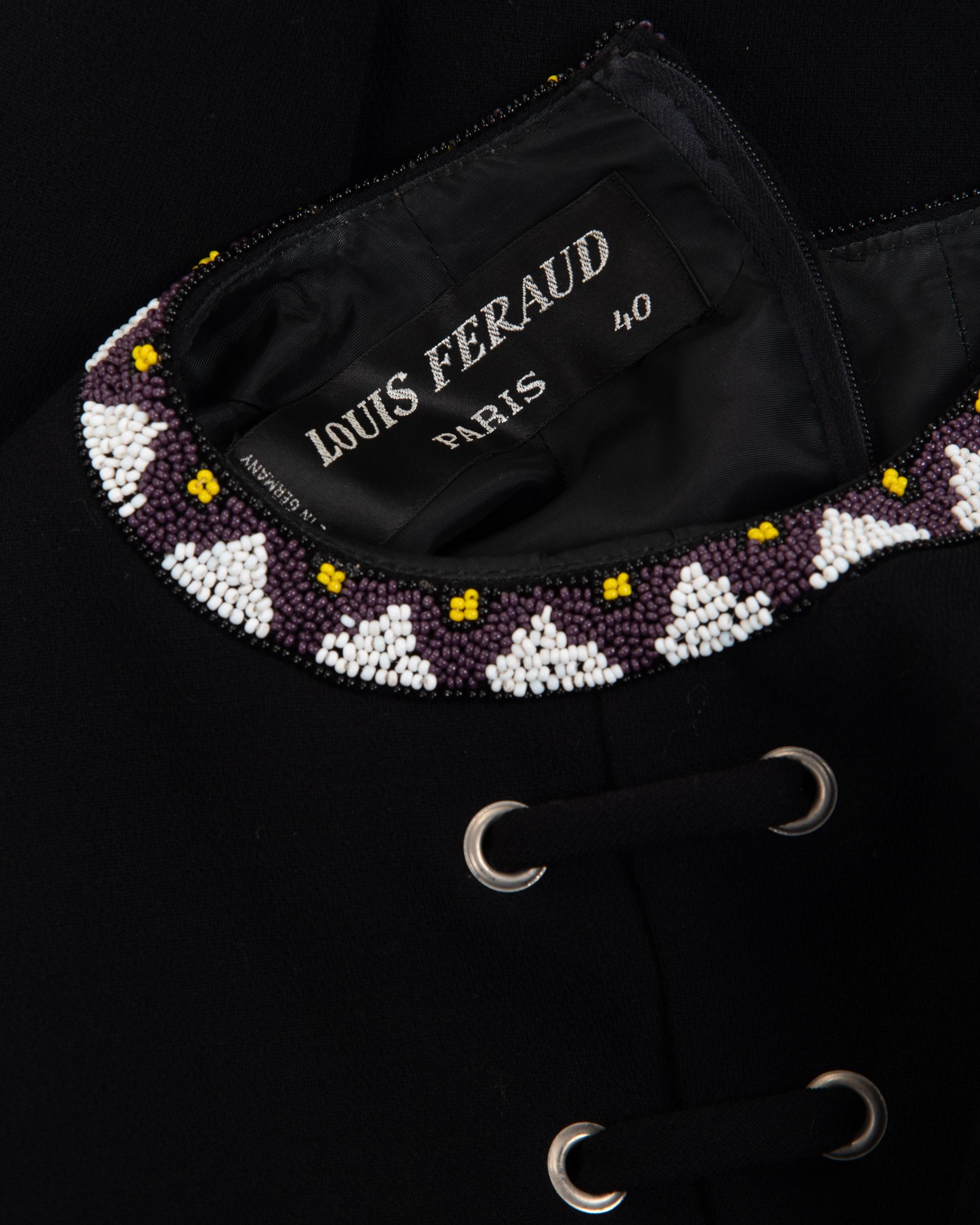 Louis Feraud Wool and Bead Trimmed Dress, 1970-90s
