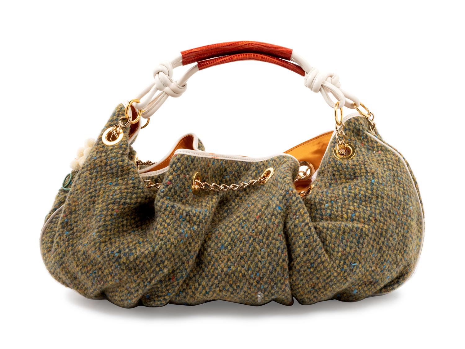 Etro Green Wool Boho Bag,