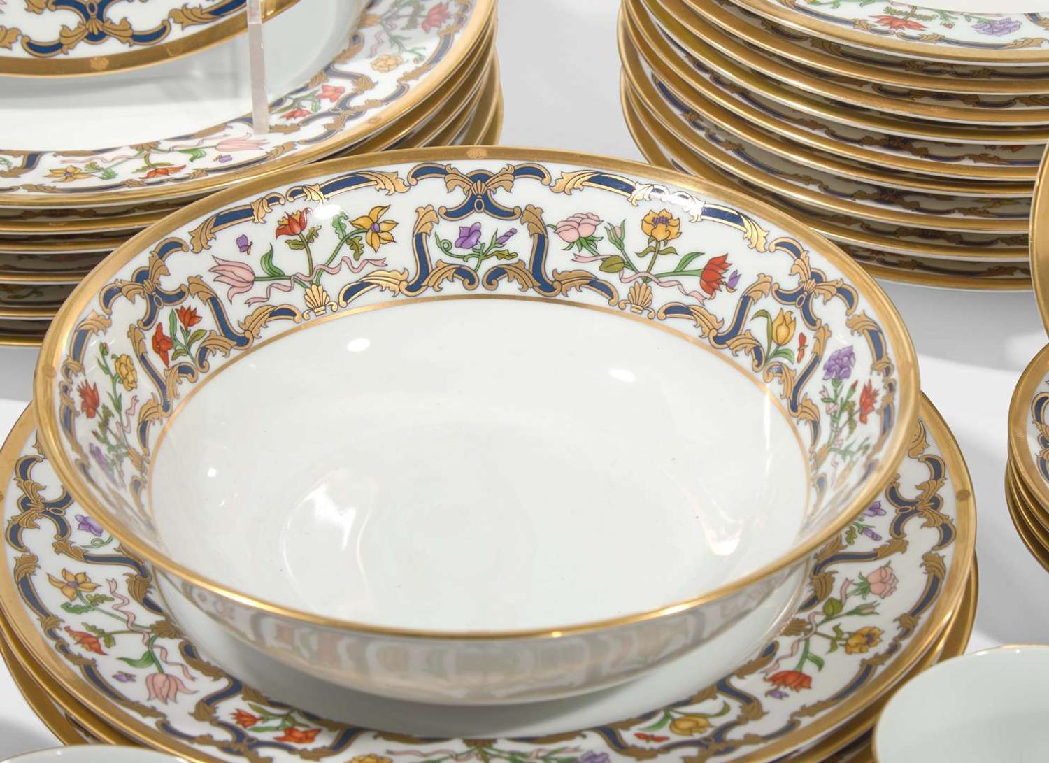 A Christian Dior enamel and gold-decorated porcelain dinner service in the "Renaissance" pattern, 1991-1999