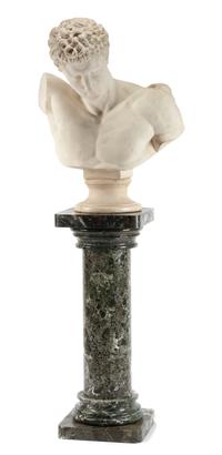 An Italian Marble Bust Height of bust 31 1/2 inches; height of pedestal 37 inches. — AFTER THE ANTIQUE