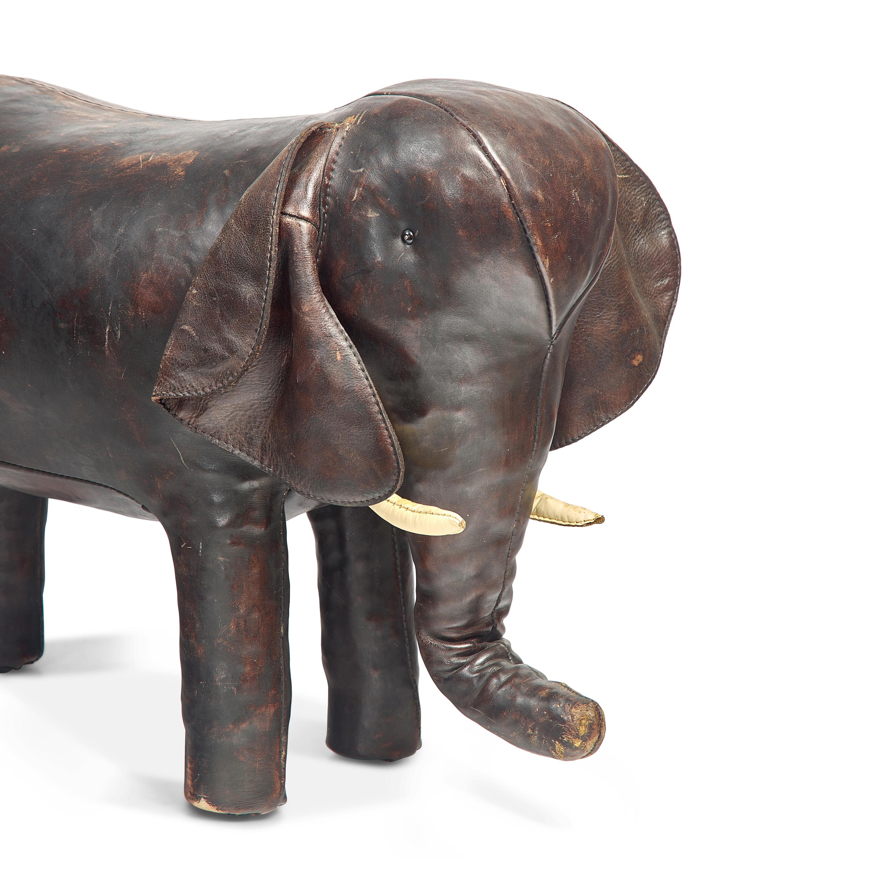 An Abercrombie & Fitch Leather Elephant Footstool