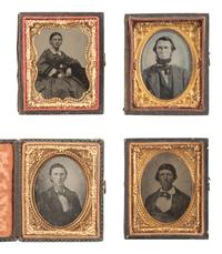 [EARLY PHOTOGRAPHY]. A group of 51 assorted ambrotype and tintype portraits of men, women, and children.