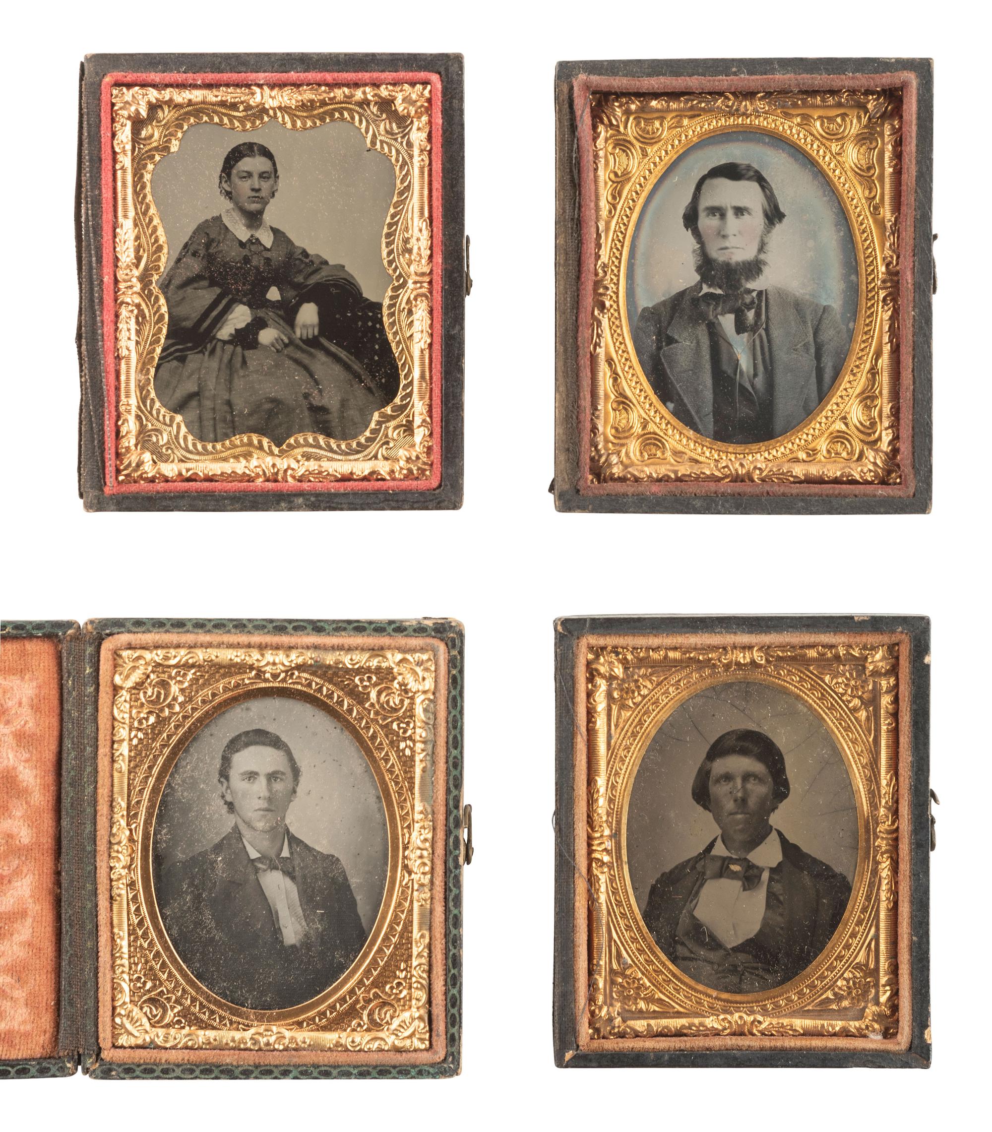 [EARLY PHOTOGRAPHY]. A group of 51 assorted ambrotype and tintype portraits of men, women, and children.