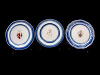 Three Chinese Export Armorial Porcelain Plates