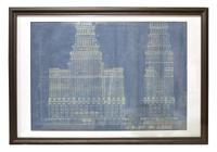A Blue Print Drawing Signed "Ch. Nov. 1928. Geri A Riedl" 34-1/2 x 24 x 1-1/2 inches (framed) — United States, Circa 1928
