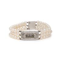 LIBELA WATCH CO., CULTURED PEARL AND DIAMOND WATCH