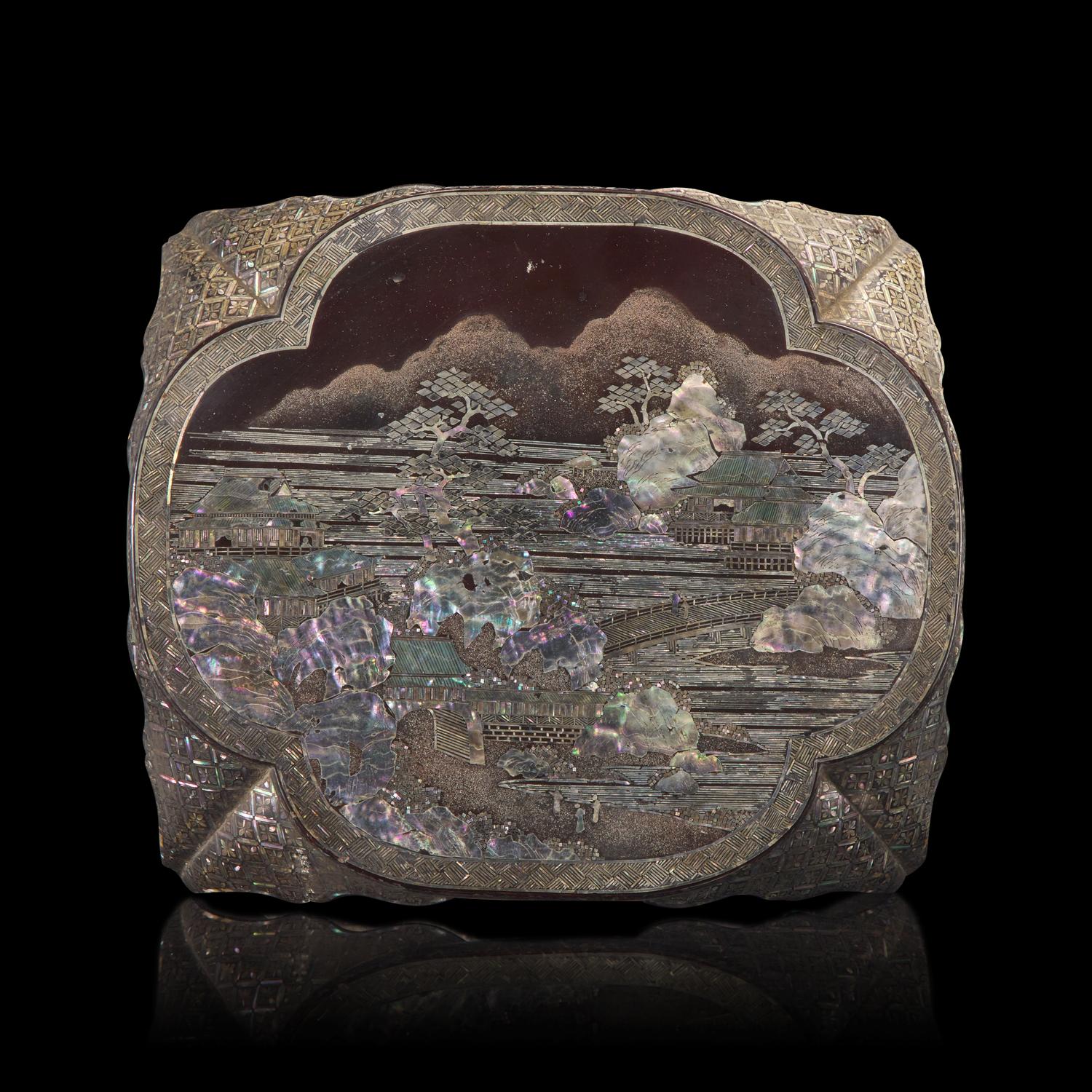 A Japanese or Ryuku Islands Mother of Pearl Inlaid Stand, Edo-Meiji Period