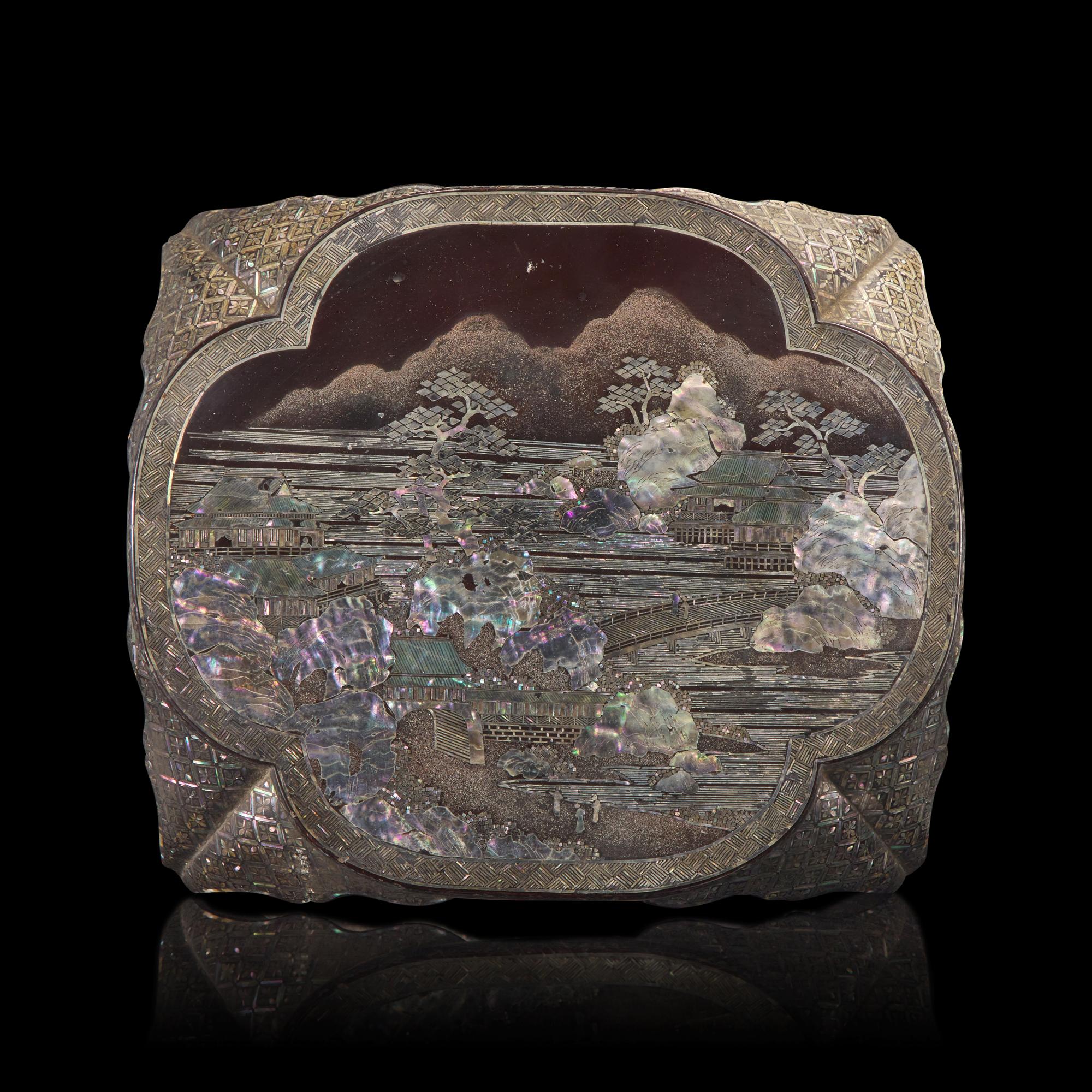 A Japanese or Ryuku Islands Mother of Pearl Inlaid Stand, Edo-Meiji Period
