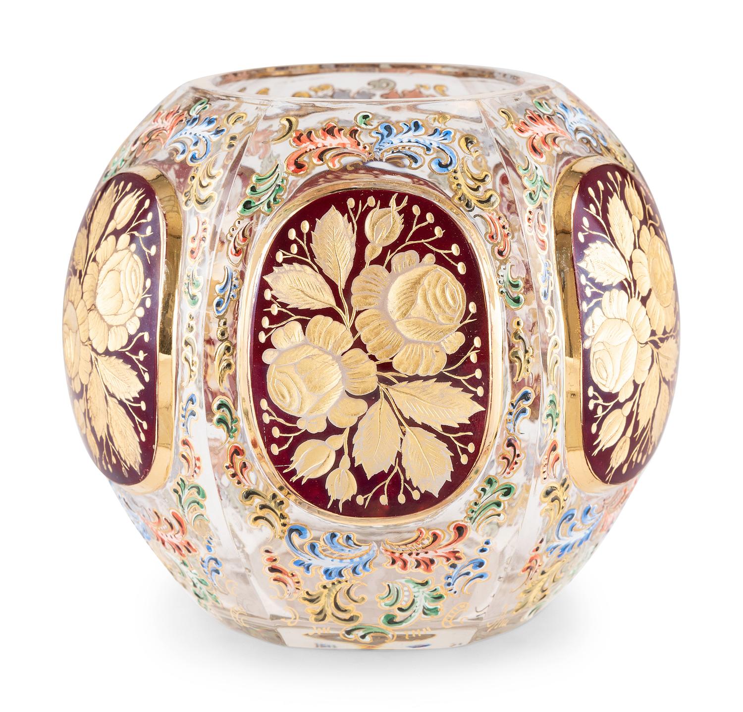 A Moser Enameled Glass Vase