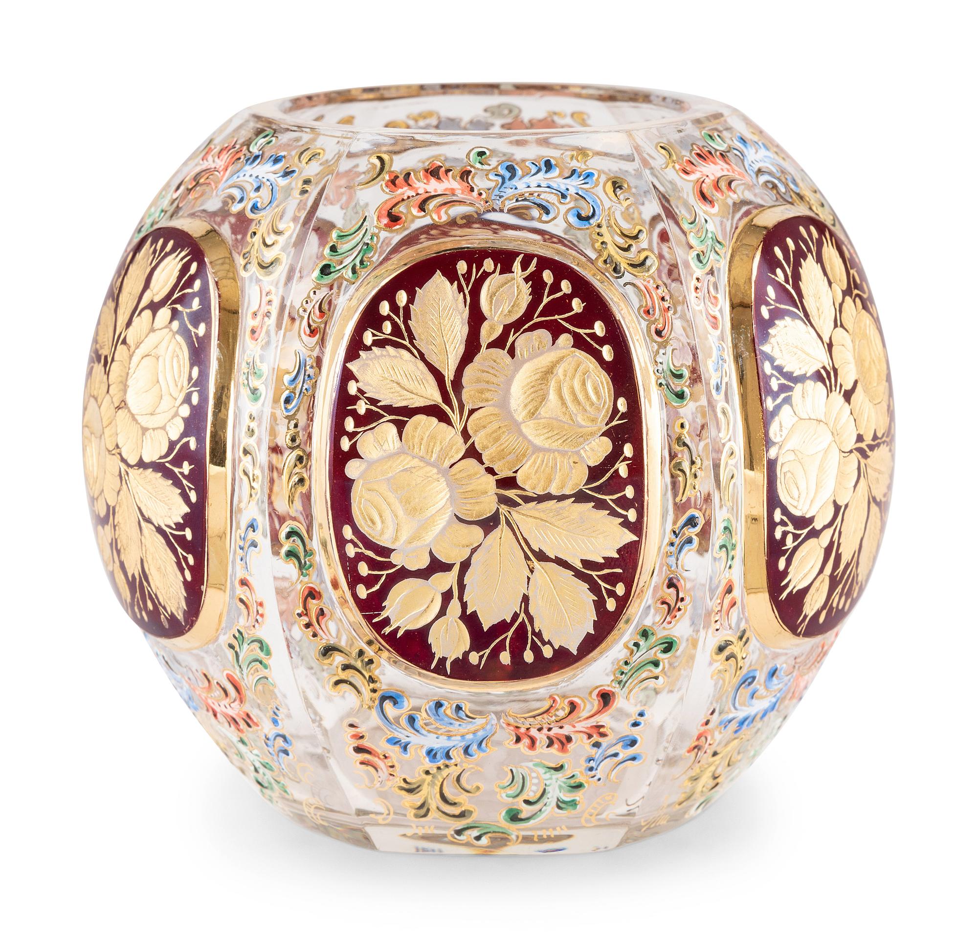 A Moser Enameled Glass Vase