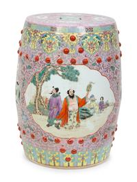A Chinese Export Enameled Porcelain Garden Seat