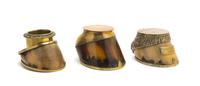 A Collection of Three Brass Mounted Hoof Ink Stands and Boxes, Length of first 5 1/2 inches.