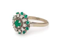 A 14 Karat White Gold, Emerald and Diamond Ring,