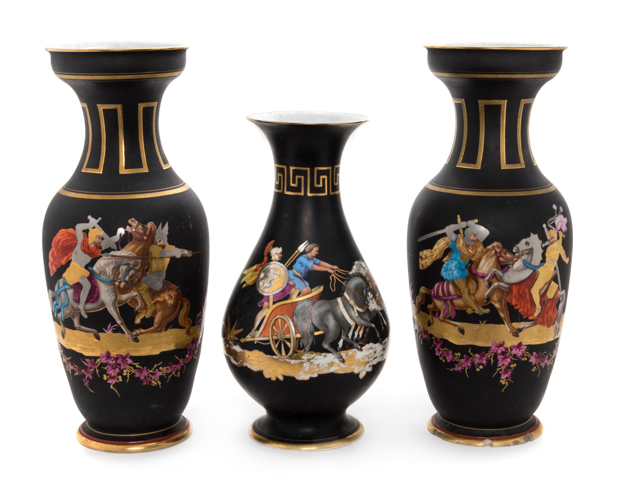 A Paris Porcelain Three-Piece Garniture