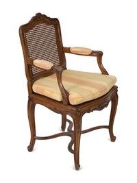 A Louis XV Style Carved Mahogany Cane Seat and Back Fauteuil — 20TH CENTURY