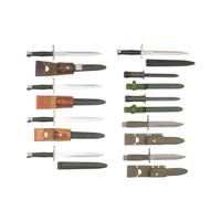 Lot of Nine Swiss Bayonets including Model 1957, Model 1990, and Model 530/540 Bayonets