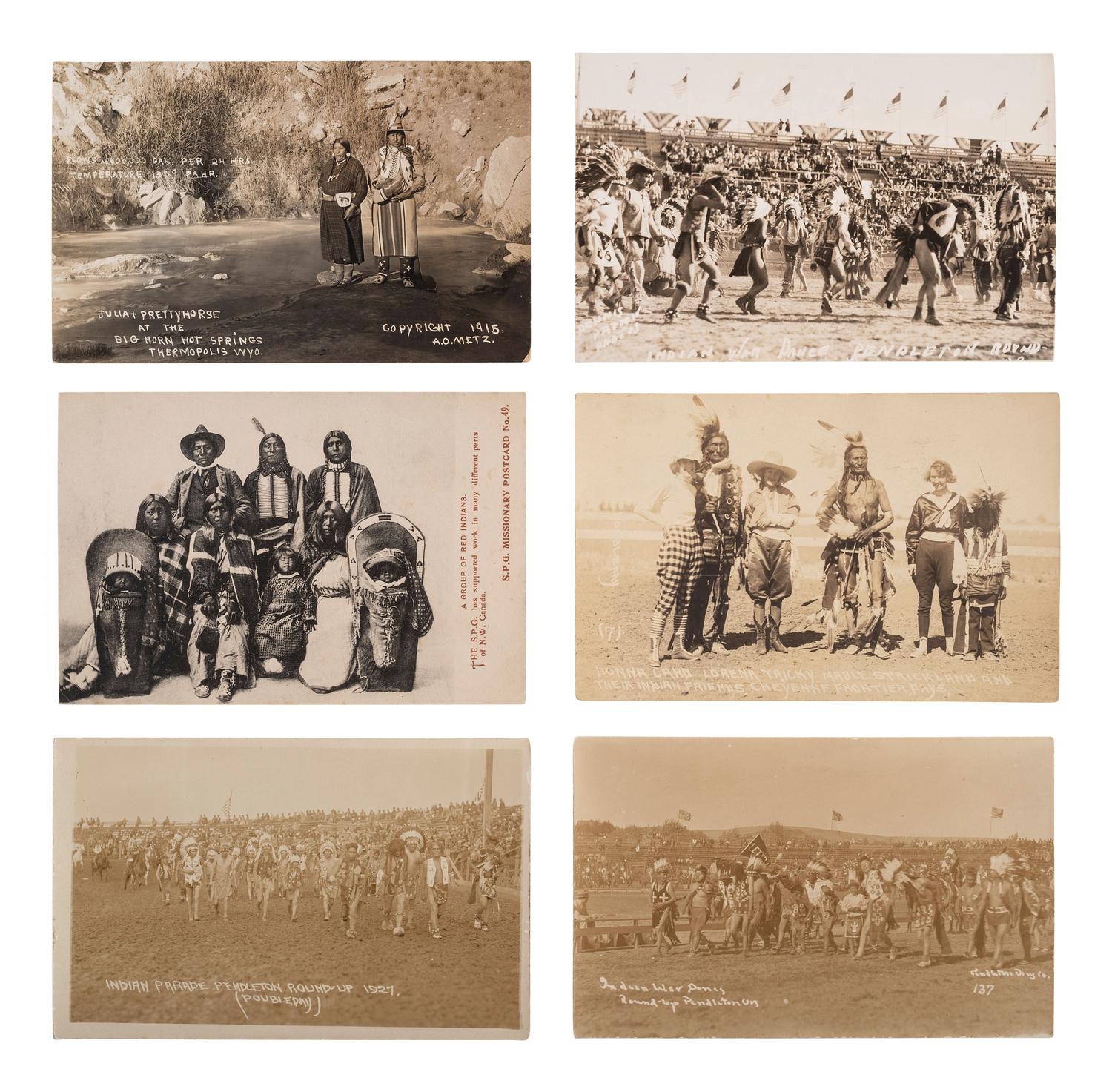 [NATIVE AMERICANS]. A group of 22 real photo postcards with Native American subjects, including: