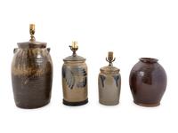 A Group of Stoneware Lamps, PLUS