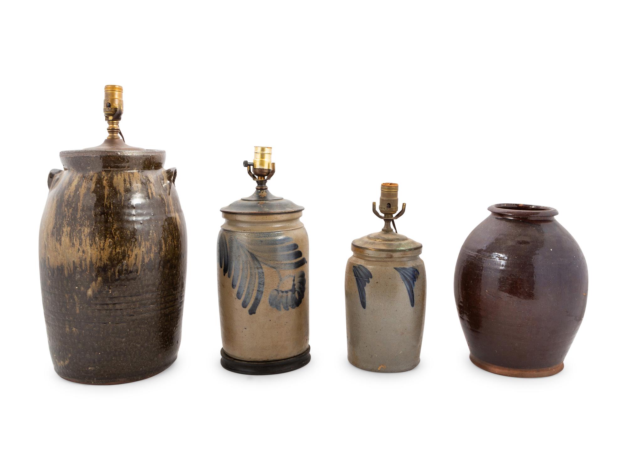 A Group of Stoneware Lamps, PLUS