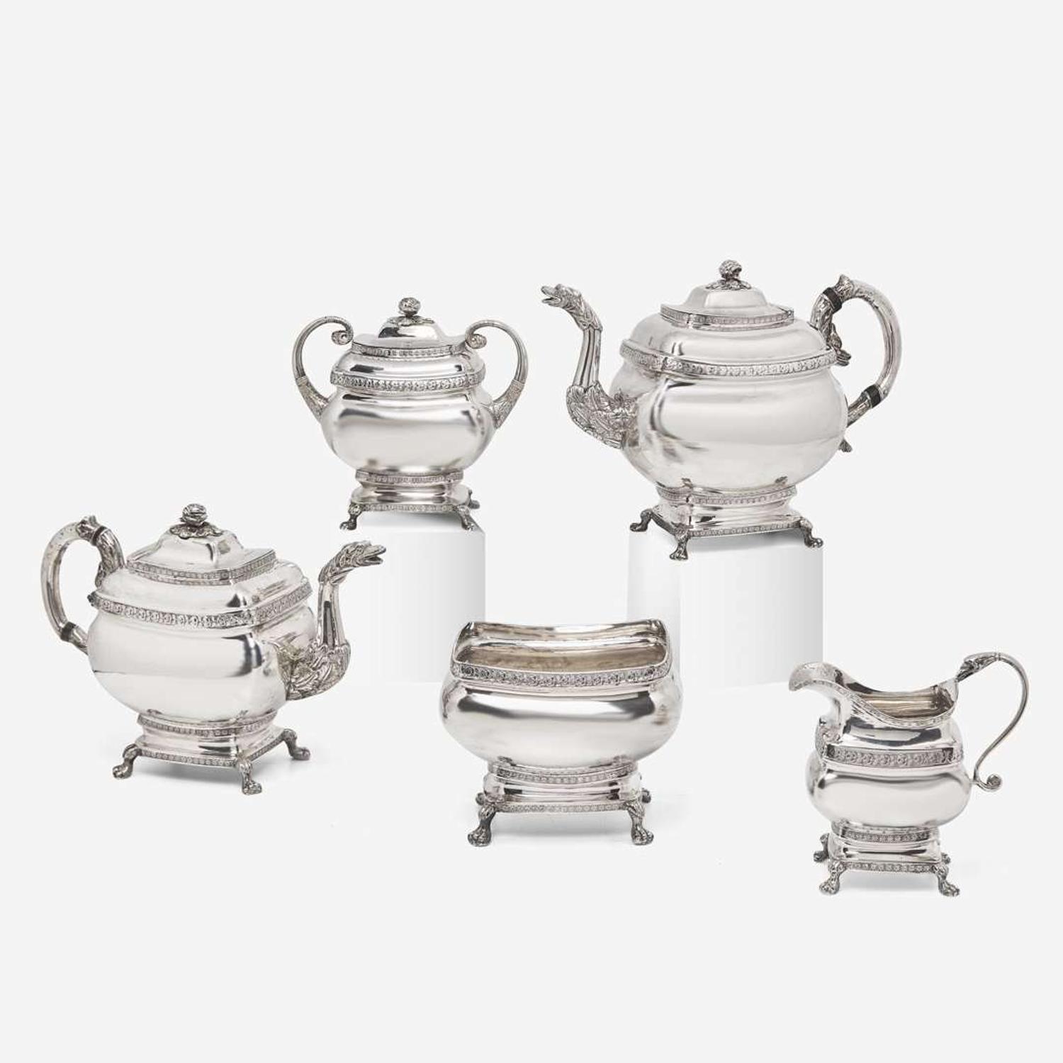 A Federal five-piece coin silver tea and coffee service William Miller, Philadelphia, PA, circa 1820