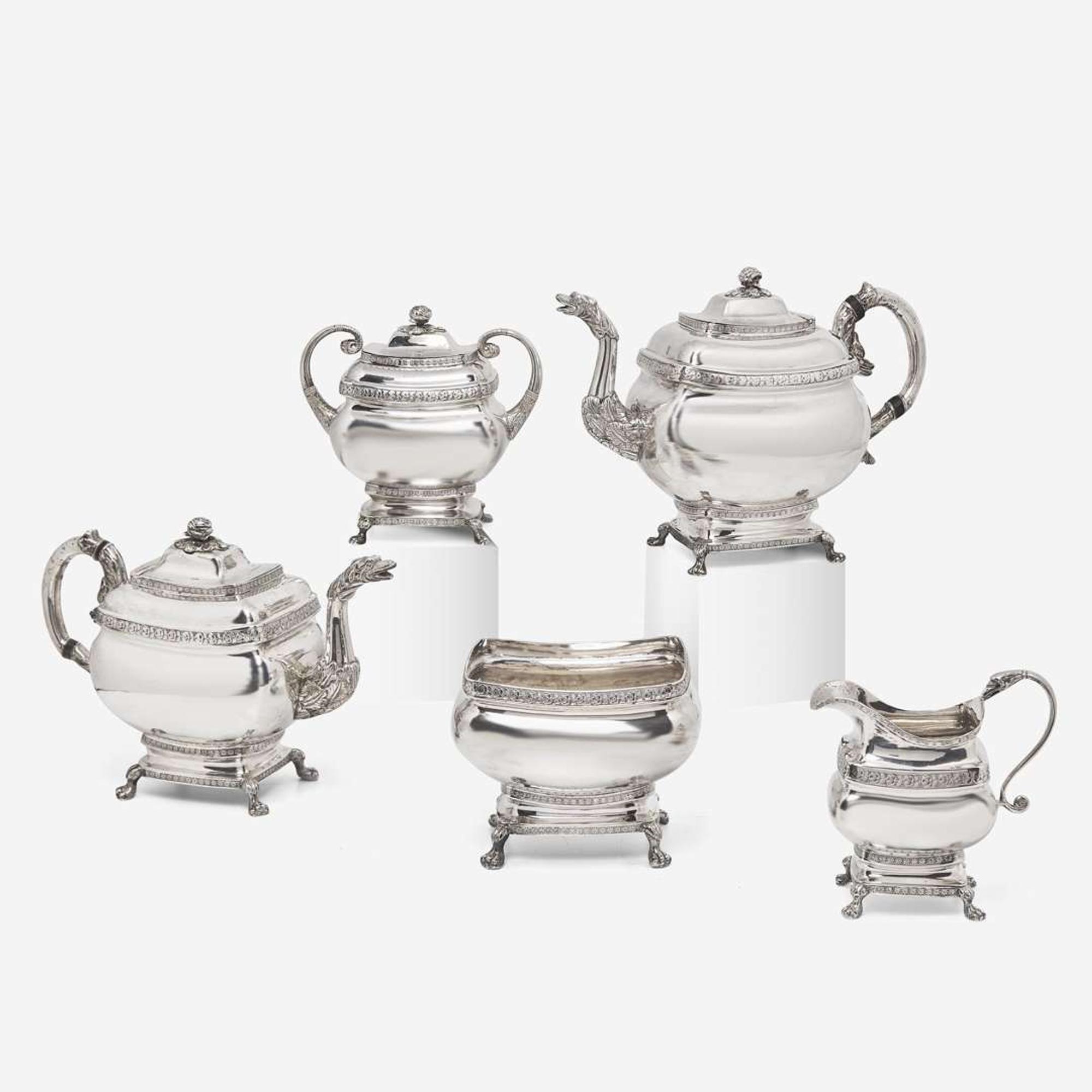 A Federal five-piece coin silver tea and coffee service William Miller, Philadelphia, PA, circa 1820