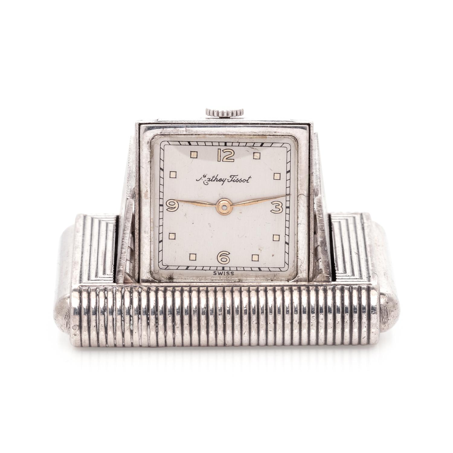 MATHEY TISSOT, ART DECO, STERLING SILVER TRAVEL WATCH