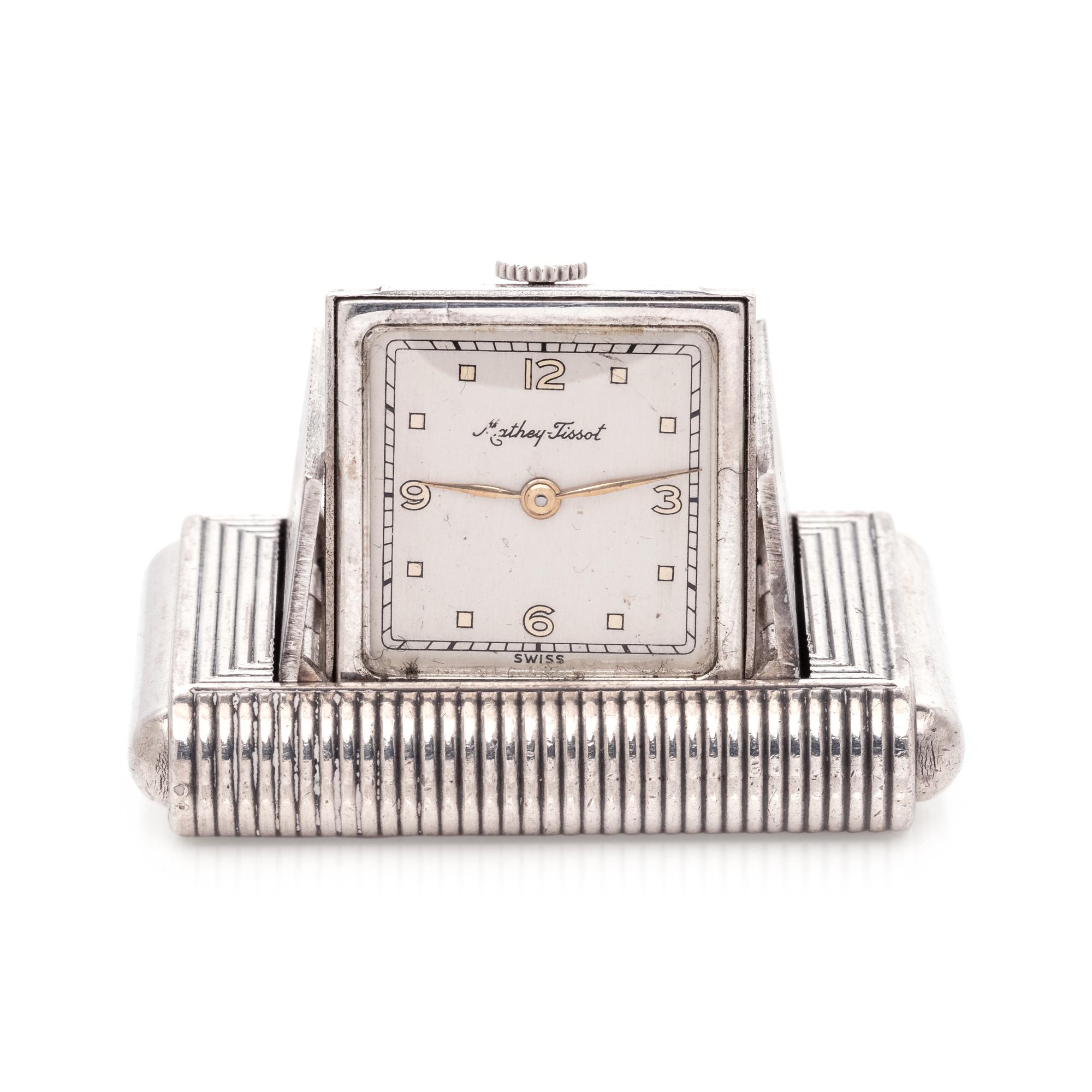 MATHEY TISSOT, ART DECO, STERLING SILVER TRAVEL WATCH