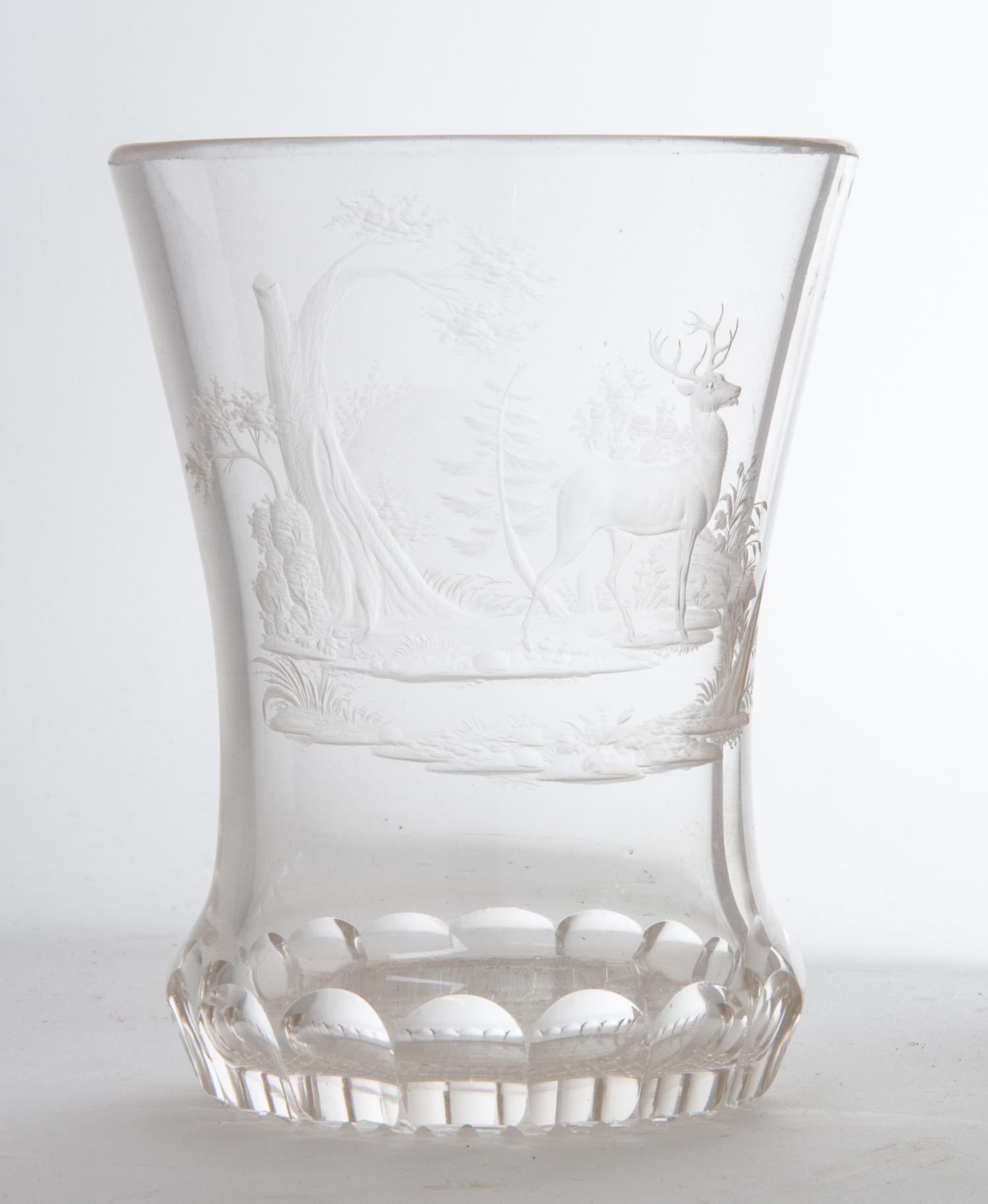 A Bohemian Etched Glass Beaker Height 5 1/4 inches. — 19TH/20TH CENTURY