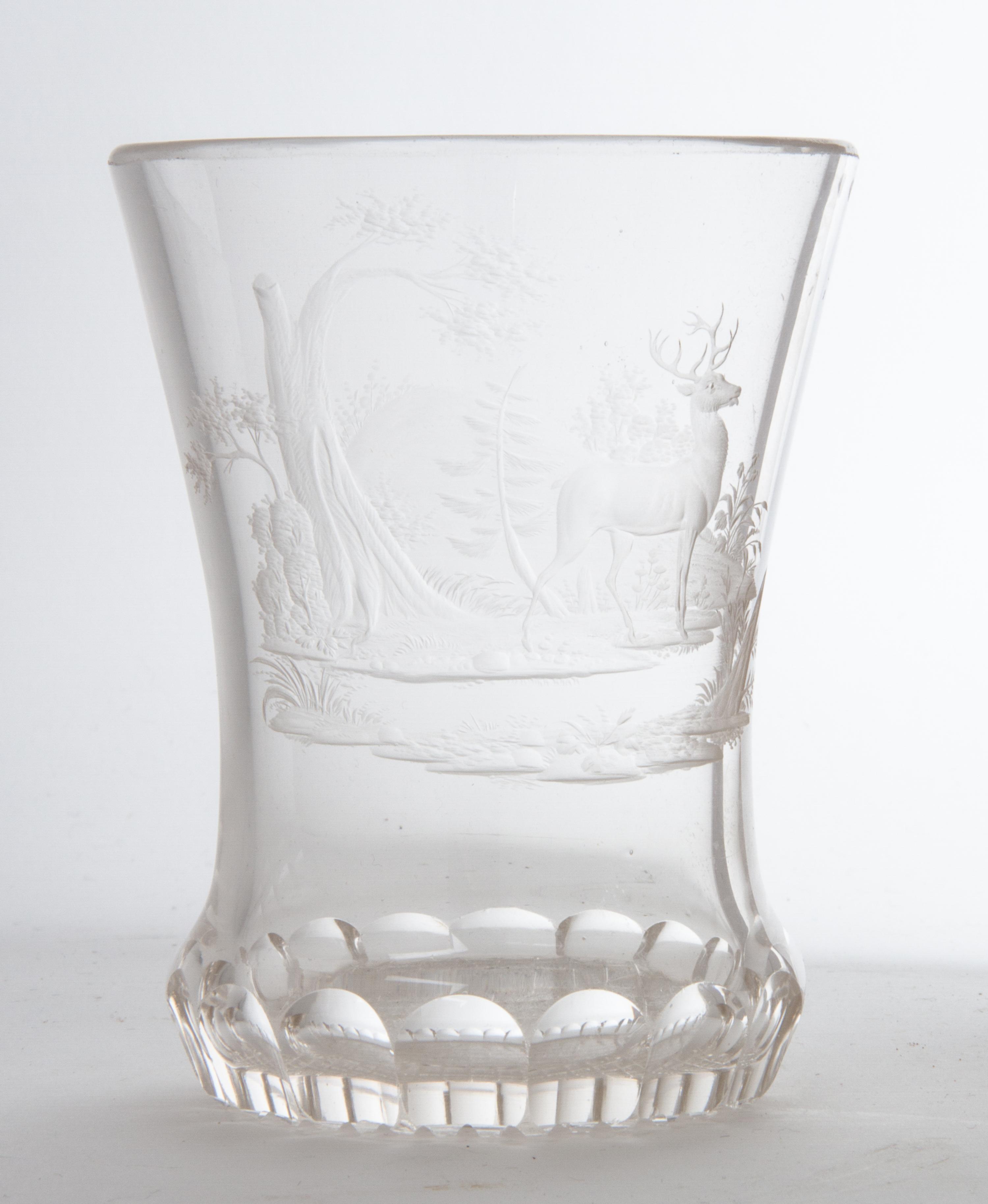 A Bohemian Etched Glass Beaker Height 5 1/4 inches. — 19TH/20TH CENTURY