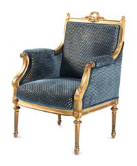 A Louis XVI Style Giltwood Bergère