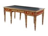 A Louis XVI Style Gilt Bronze Mounted Mahogany Bureau Plat After the Model by Guillaume Benneman
