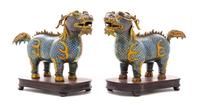 A Pair of Cloisonne Enamel Figures of Qilin Length of each 12 inches. — 18TH/19TH CENTURY