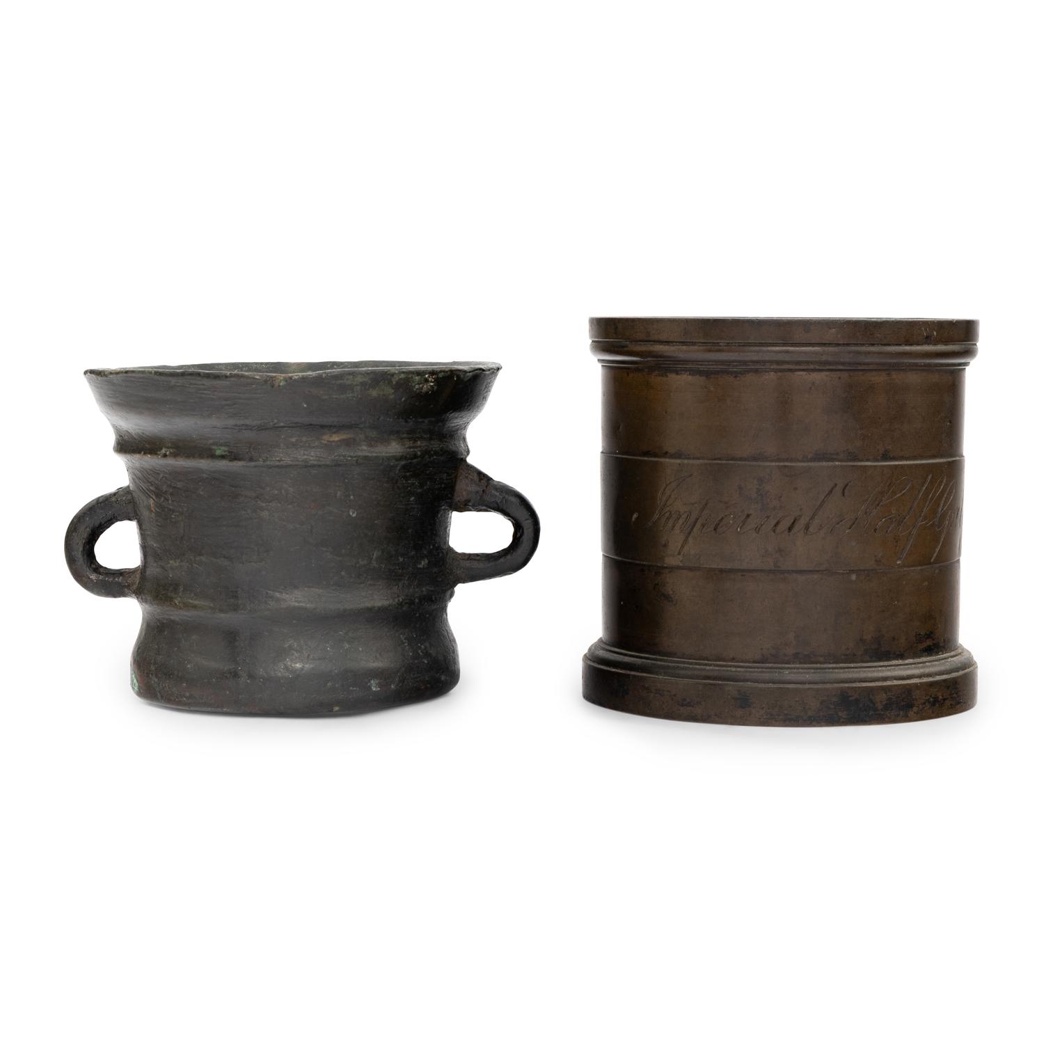An English Bronze Mortar and Imperial Half-Gallon Standard Measure
