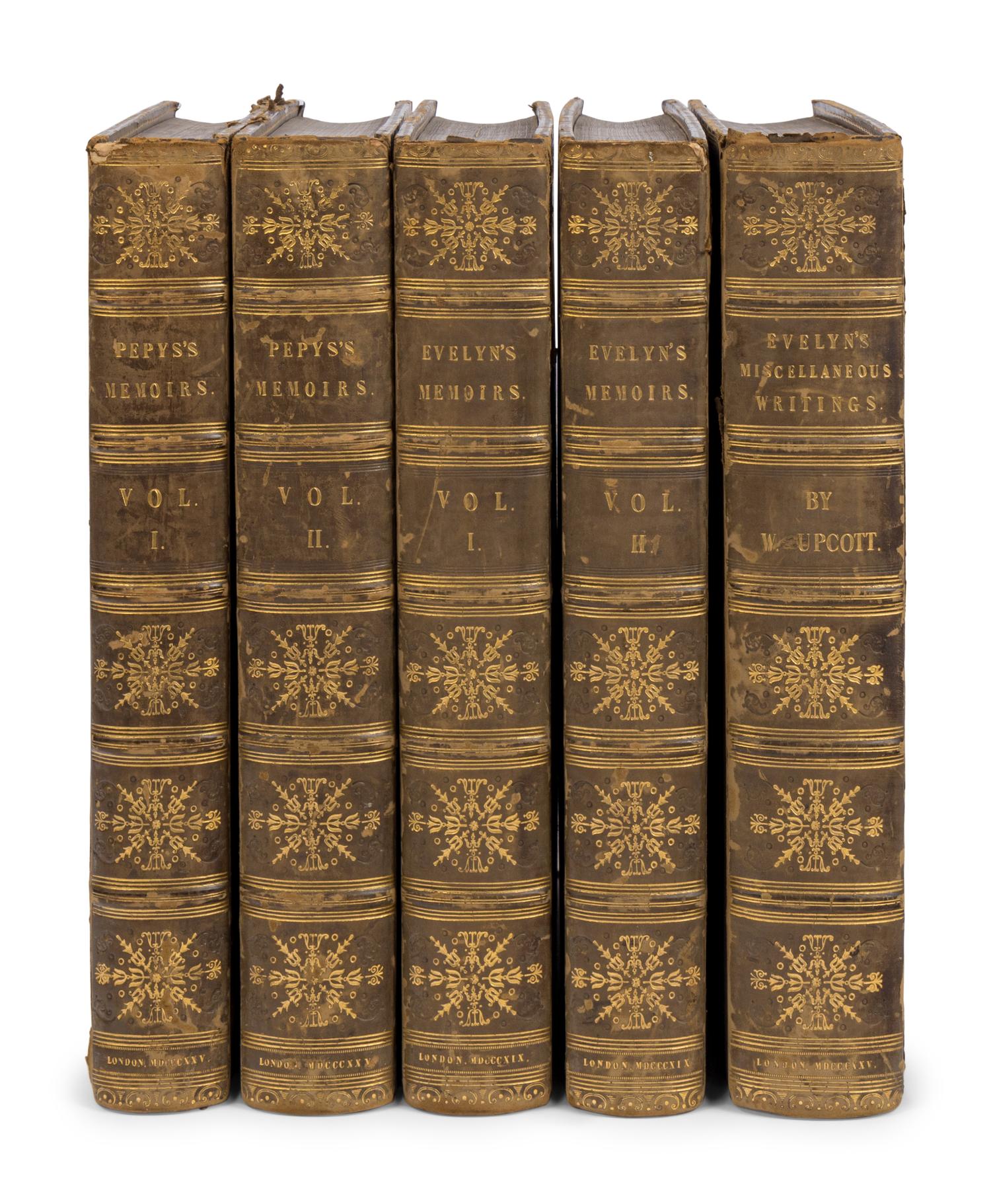 [BINDINGS & SETS]. PEPYS, Samuel (1633-1703). Memoirs of Samuel Pepys. Comprising His Diary from 1659 to 1669 . London: Henry Colburn, 1825.