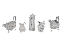 A Group of Five American Silver Repoussé Table Articles