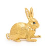 E. Wolfe & Co., Yellow Gold and Diamond Bunny Brooch