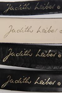 Six Judith Leiber Items: Snakeskin Bag, Metal Minaudière, and Four Belts