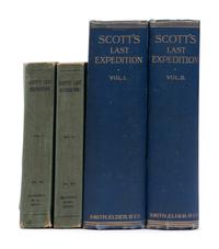 [TRAVEL & EXPLORATION]. [SCOTT, Robert Falcon (1868-1912)]. Scott's Last Expedition: In Two Volumes: Vol. I. Being the Journals of Captain R. F. Scott, R.N., C.V.O. Vol. II. Being the Reports of the Journeys & the Scientific Work Undertaken by Dr. E. A Wilson and Surviving Members of the Expedition . London: Smith, Elder, & Co., 1913.