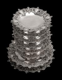 A Set of Eight Portuguese Silver Dessert Plates — Leitao & Irmao, Lisbon, Early 20th Century