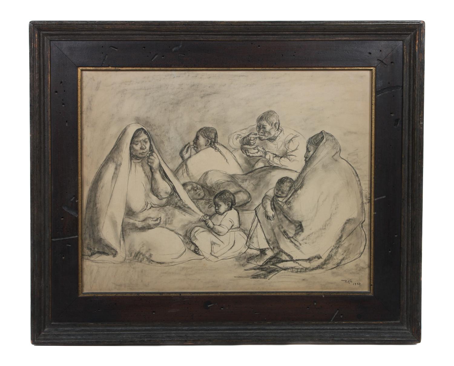 Francisco Zuniga, (Mexican, 1912-1998), Group with Children, 1967