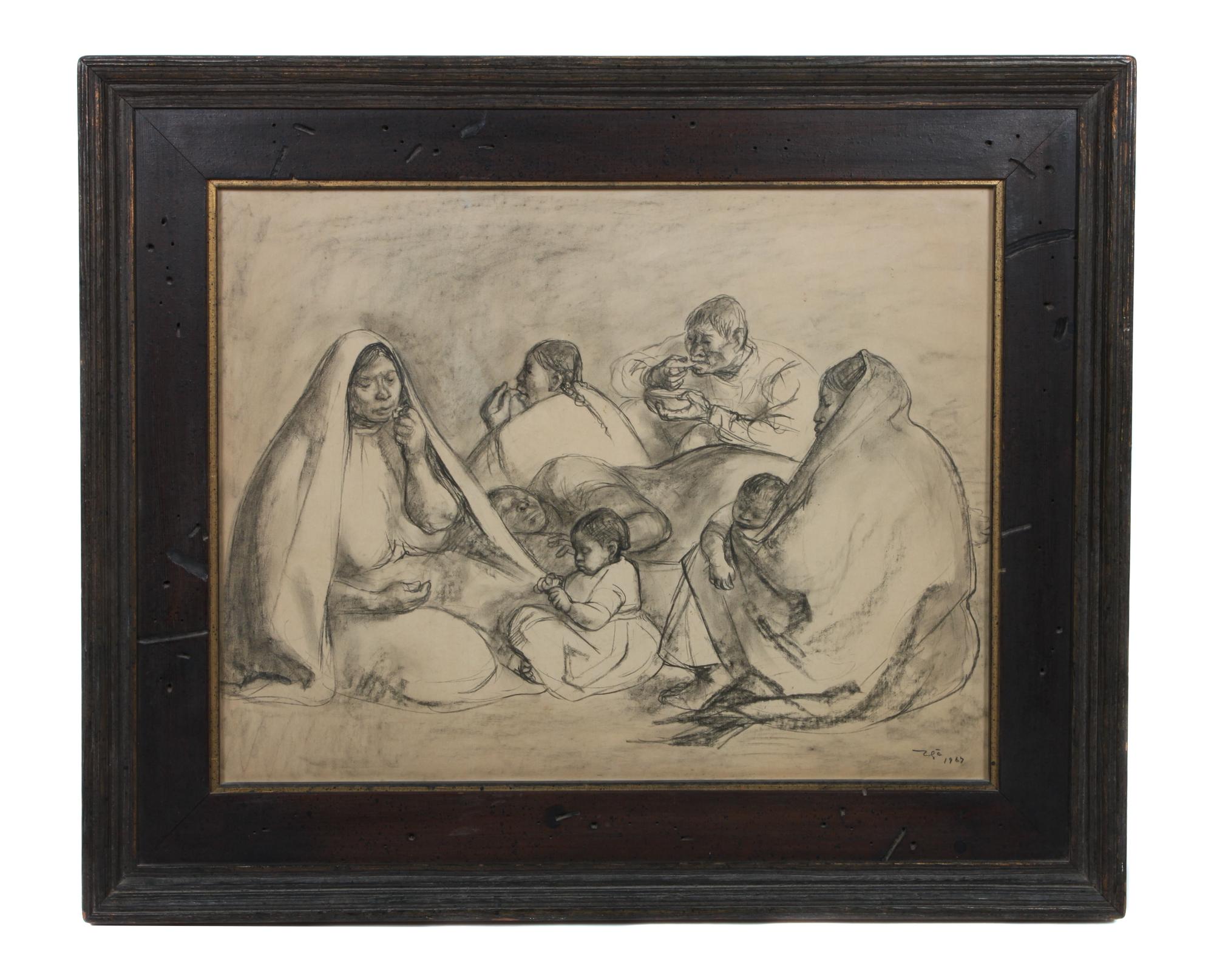 Francisco Zuniga, (Mexican, 1912-1998), Group with Children, 1967