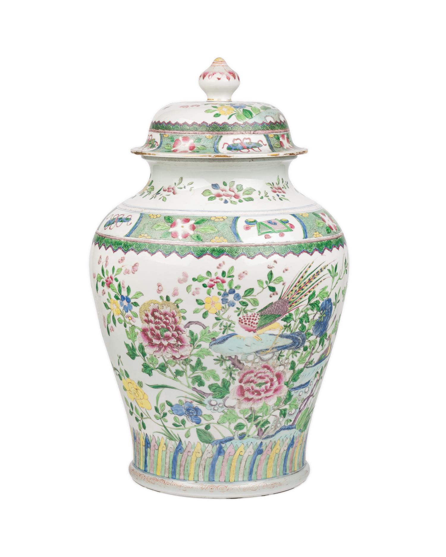 RELEASED TO OWNER -- A Chinese Export Porcelain Famille Verte Covered Vase