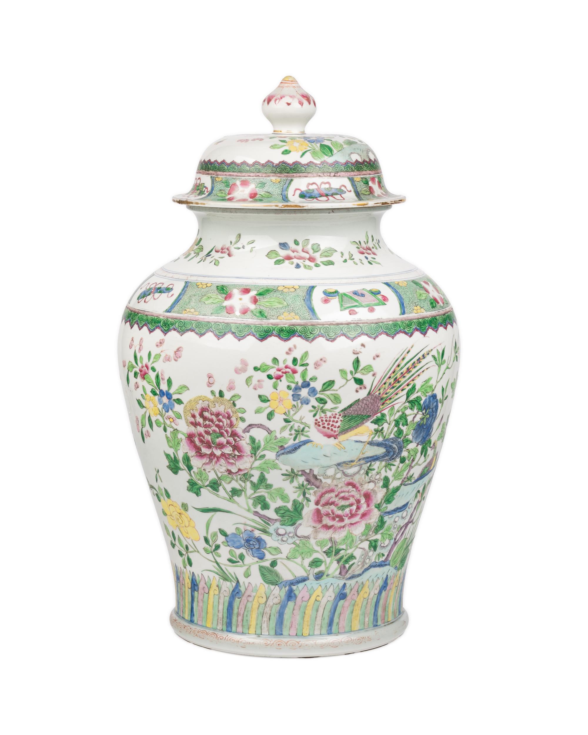 RELEASED TO OWNER -- A Chinese Export Porcelain Famille Verte Covered Vase