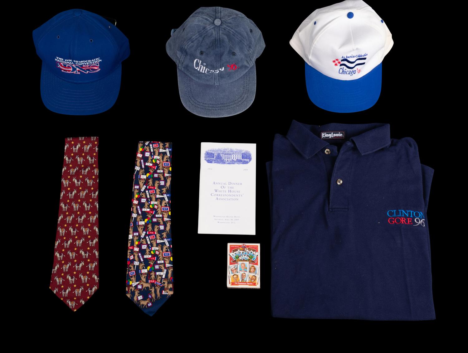(Politics) A group of 8 pieces of political memorabilia from the 1996 Democratic Convention in Chicago, comprising: